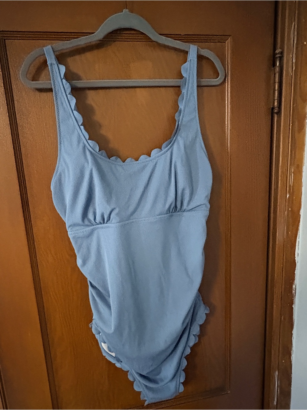 Maternity Scallop-Edge One-Piece Swimsuit - Light Blue